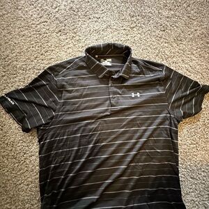 Under Armour Men's Black Polo with White Stripes
